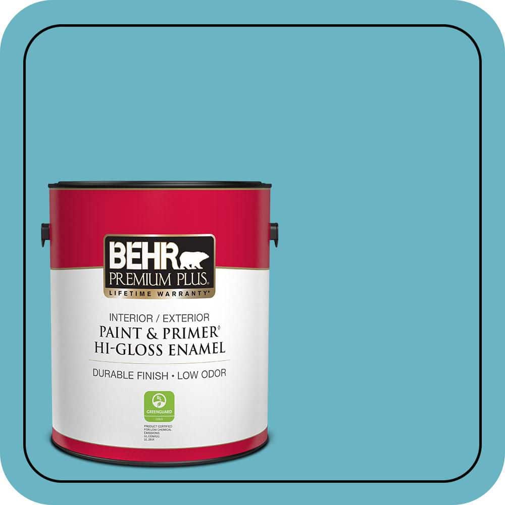 BEHR PREMIUM PLUS 1 gal. #530D-5 Riverside Blue Hi-Gloss Enamel ...