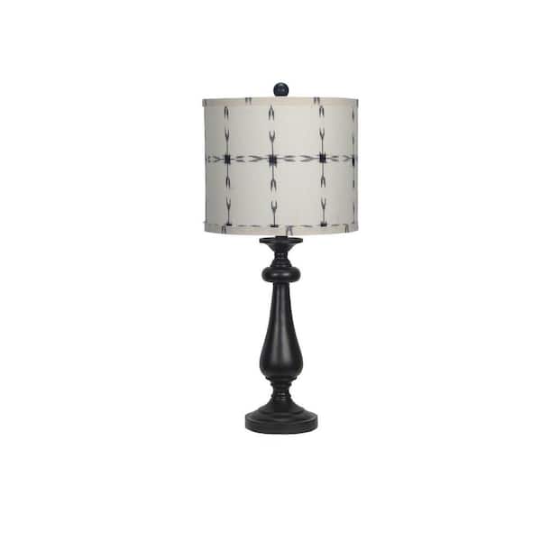 HomeRoots 26.5 in. Black Candlestick Tribal Arrows Shade Table Lamp