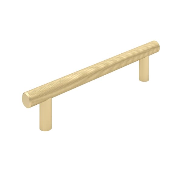 Richelieu Hardware Hearst Collection 5-1/16 in. (128 mm) Modern Satin Brass Knurled Cabinet Bar Pull
