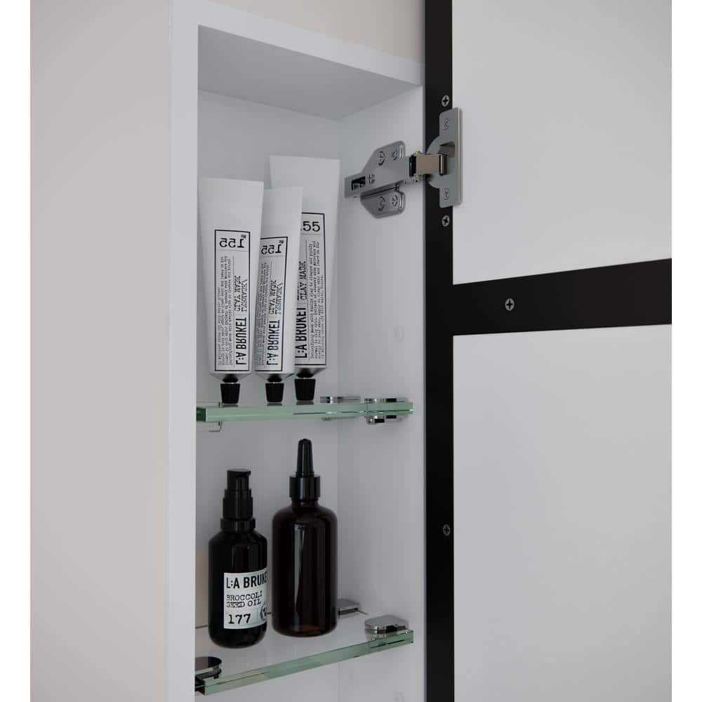 Black Framed Oval Recessed Medicine Cabinet with Mirror