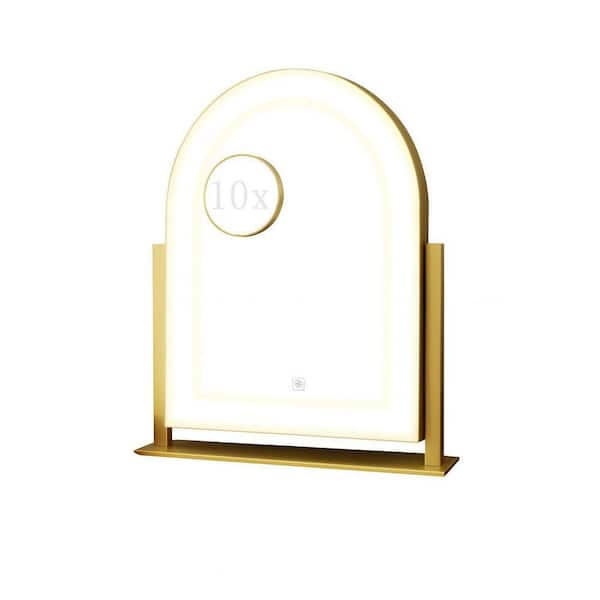 15.2in W x 13in H Curved 120 LED Dimmable 3 Color Touch Vanity Mirror Magnification Bathroom Makeup Mirror Silver