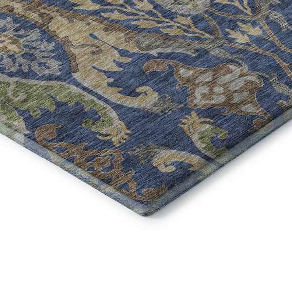 Mayfield Premium Machine Washable Abstract AMF1153 Navy 3 ft. x 4 ft. Area Rug