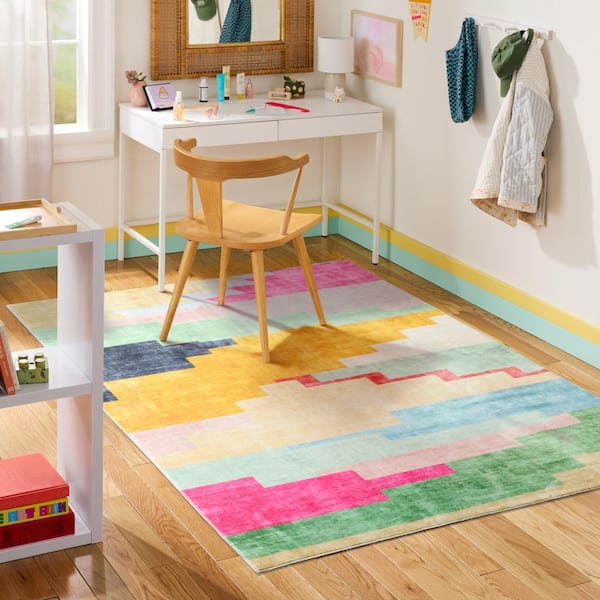 Nara Southwest Pop Pink/Multi 6 ft. x 9 ft. Indoor Machine Washable Area Rug