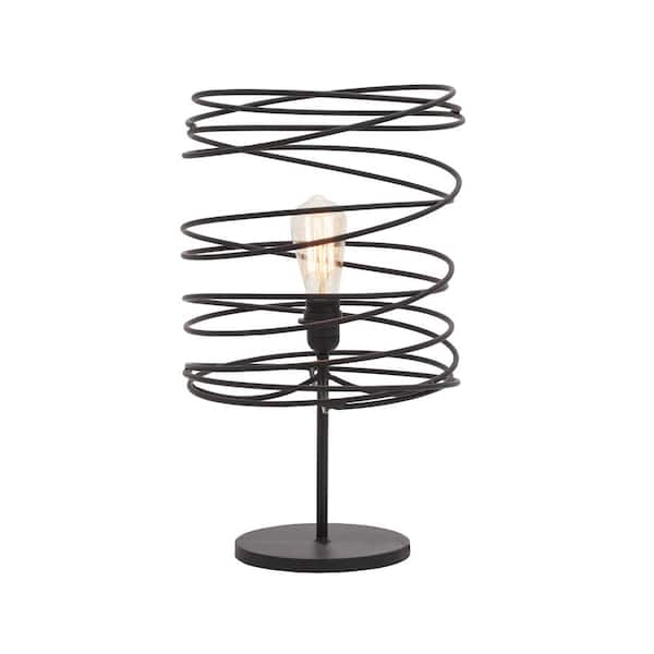 Litton Lane 21 in. Black Metal Twisted Wire Task and Reading Table Lamp