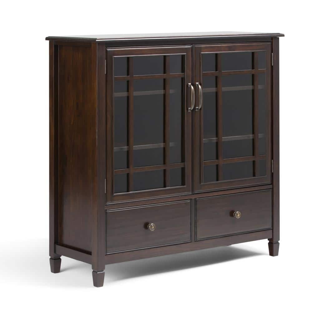 Connaught Dark Chestnut Brown 46 in. H Storage Cabinet with 4-Adjustable Shelves and 2-Drawers