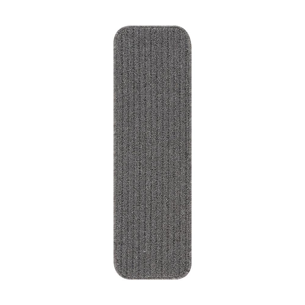 Beverly Rug Diego Gray 28 in. x 8.7 in. Solid Non-Slip Rubber Back ...