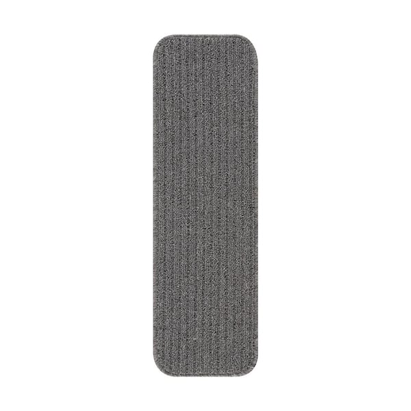 Beverly Rug Diego Gray 28 in. x 8.7 in. Solid Non-Slip Rubber Back Stair Tread Cover (Set of 15)