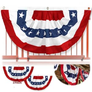 1.5 ft. x 3 ft. USA Pleated Half Fan Flag - US Bunting Flag- Half Fan Banner (2-Pack)
