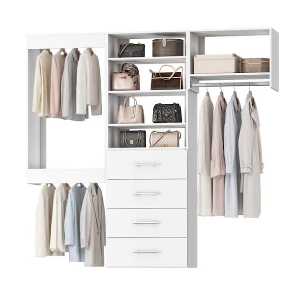 Luxeyard 84 in W White Modular Closet System Wood Closet Organizer