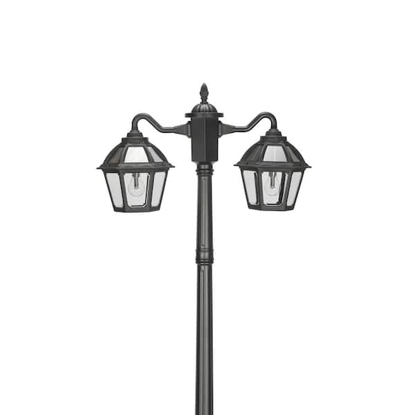 GAMA SONIC Polaris 2-Light Black Aluminum Solar Warm White LED