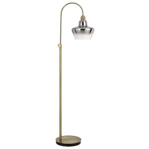 61 in. Brass 1 Dimmable (Full Range) Arc Floor Lamp for Living Room with Glass Dome Shade