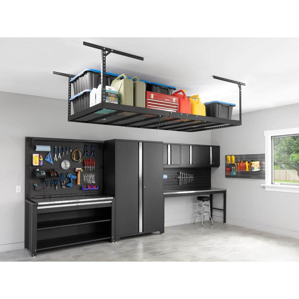 Black Heavy Duty Steel Adjustable Overhead Garage Storage Rack