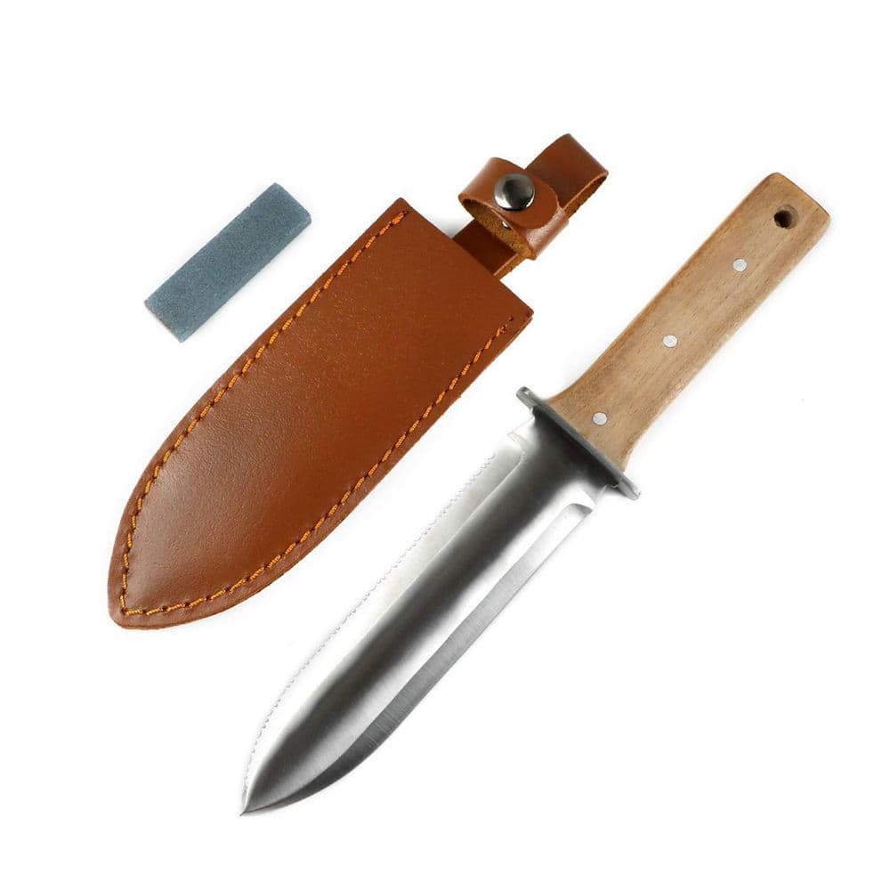 12.36 in. Stainless Steel Double Sharp Edge Wood Hand Gardening Knife Weede