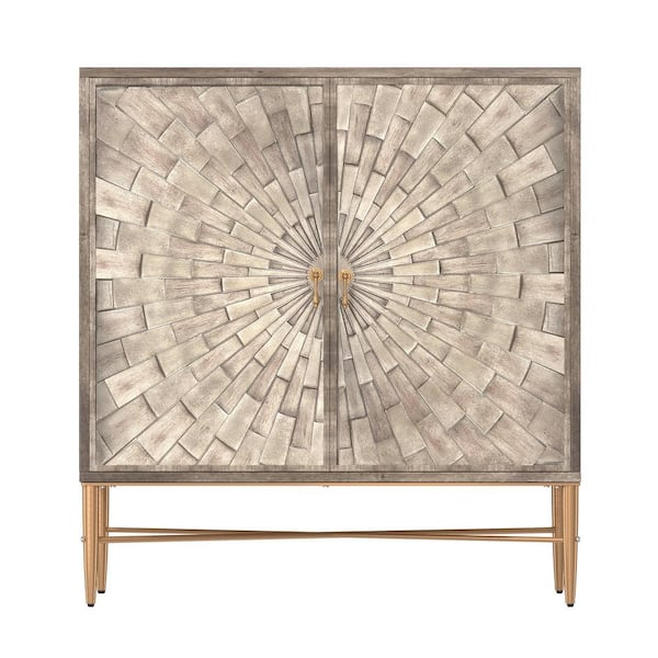 Clihome Vintage MDF Storage 2-Door Accent Cabinet in Natural