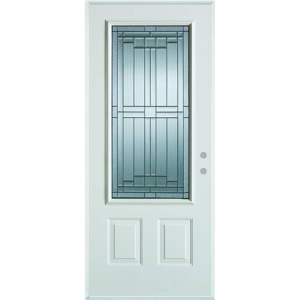 Stanley Doors 32 in. x 80 in. Architectural 3/4 Lite 2-Panel Painted White Left-Hand Inswing Steel Prehung Front Door