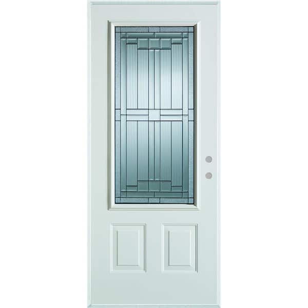 Stanley Doors 36 in. x 80 in. Architectural 3/4 Lite 2-Panel Painted White Steel Prehung Front Door