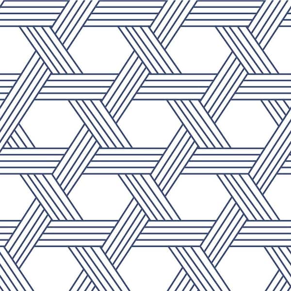 SCOTT LIVING Blue Indigo Illusion Self Adhesive Vinyl Peel and Stick Wallpaper Roll