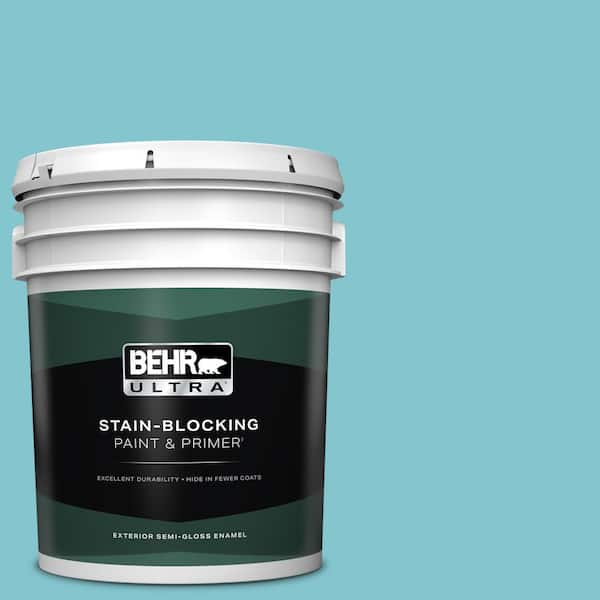 BEHR ULTRA 5 gal. #520D-4 Shallow Sea Semi-Gloss Enamel Exterior Paint & Primer