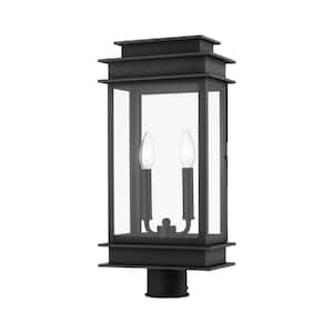 Princeton 2-Light Black Metal Hardwired Outdoor Rust Resistant Post Light with No Bulbs Included