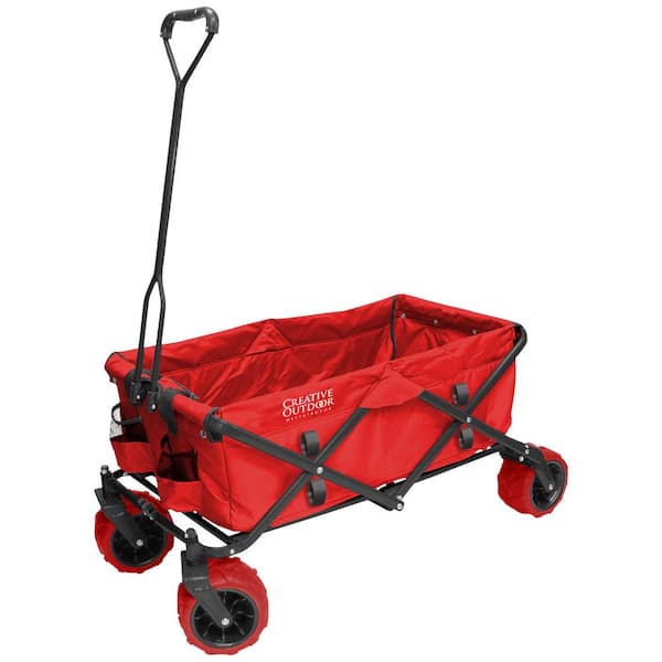 Creative Outdoor 7 cu. ft. Folding Garden Wagon Carts in Red