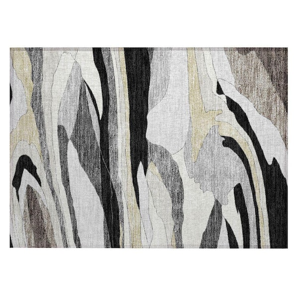 Chantille Machine Washable Indoor/Outdoor Abstract ACN2777 Black 2 ft. x 3 ft. Accent Rug