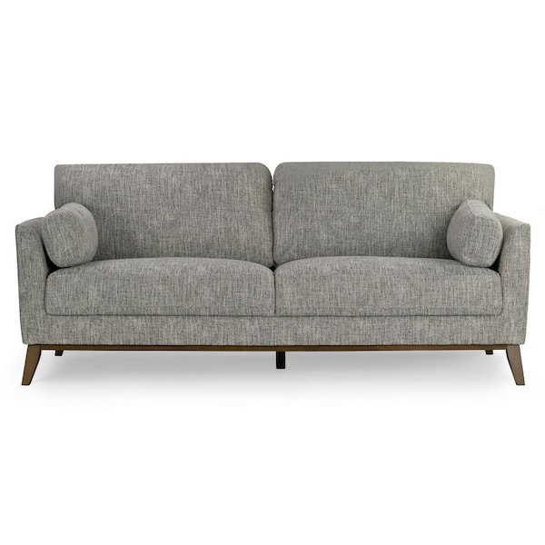 Birre 80 in. Straight Arm Chenille Tweed Fabric Rectangle Sofa in Black and Ivory Blend