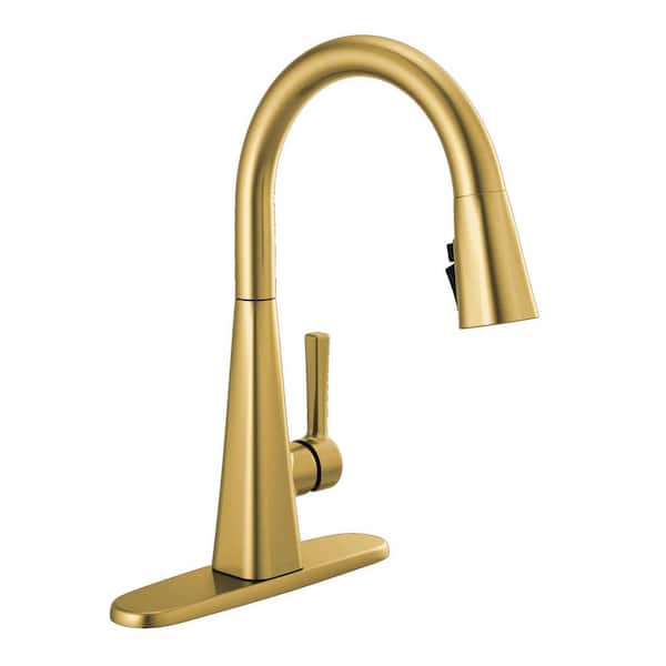 Lenta Brushed Gold 16.25 in. H Pull Down Sprayer Kitchen Faucet with 360° Spout Swivel
