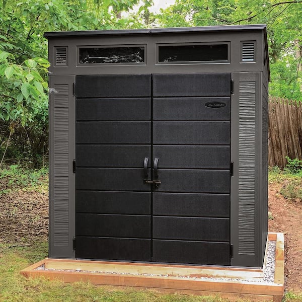 Suncast Modernist 7 ft. x 7 ft. Plastic Storage Shed with Floor Kit Suncast Modernist 7 ft. x 7 ft. Plastic Storage Shed with Floor Kit