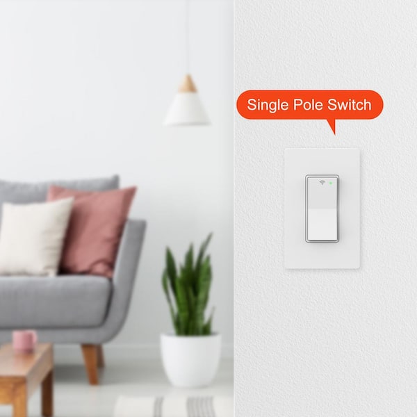 15 Amp Single-Pole White Smart Rocker Light Switch with Wi-Fi and Bluetooth Technology Powered by Hubspace (2-Pack)