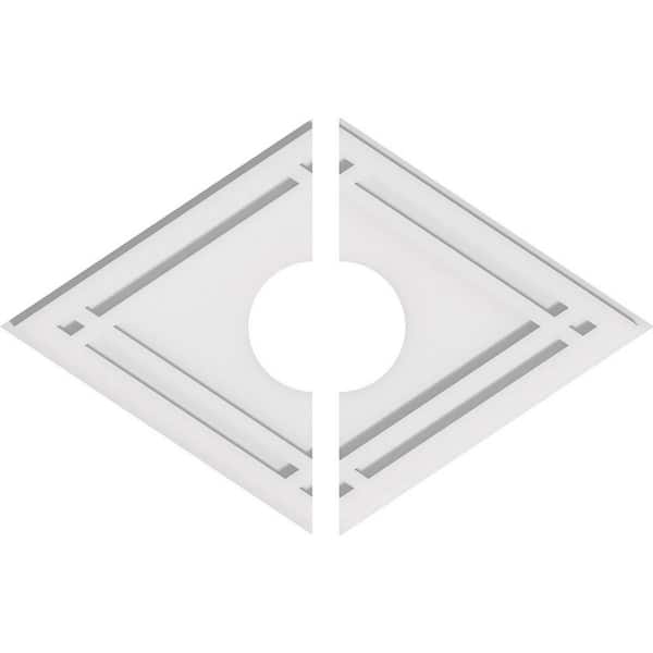 Ekena Millwork 24 in. W x 16 in. H x 5 in. ID x 1 in. P Diamond Architectural Grade PVC Contemporary Ceiling Medallion (2-Piece)