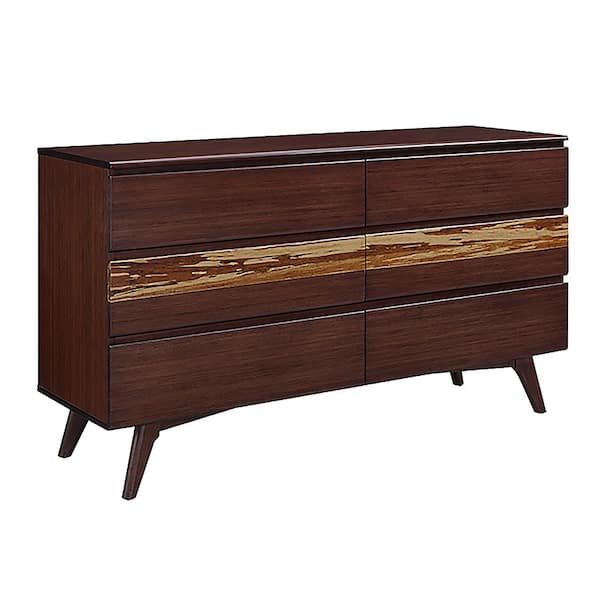 Unbranded Sarah 6-Drawer 64 in. Double Dresser in Burgundy