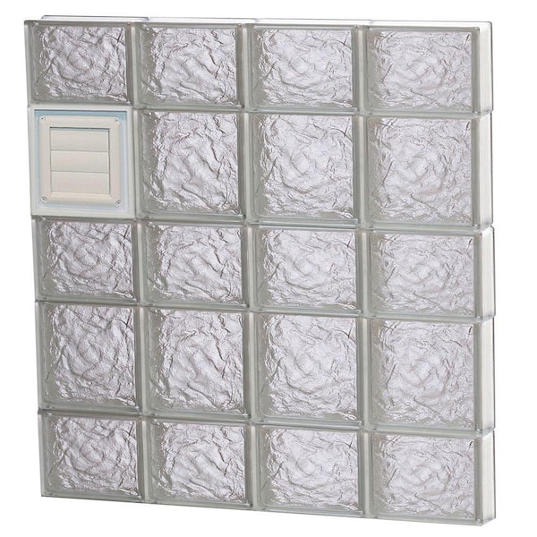 Clearly Secure 31 in. x 32.75 in. x 3.125 in. Frameless Ice Pattern Glass Block Window with Dryer Vent