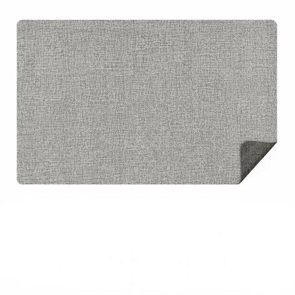 12 in. x 17 in. Grey Light Grey Faux Leather Vinyl Placemats Set of 6 Reversible Heat Resistant Wipeable