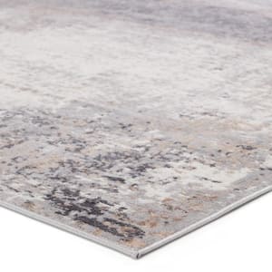 Grotto Delano Gray/Ivory 9 ft.6 in. x 13 ft. Abstract Rectangle Area Rug