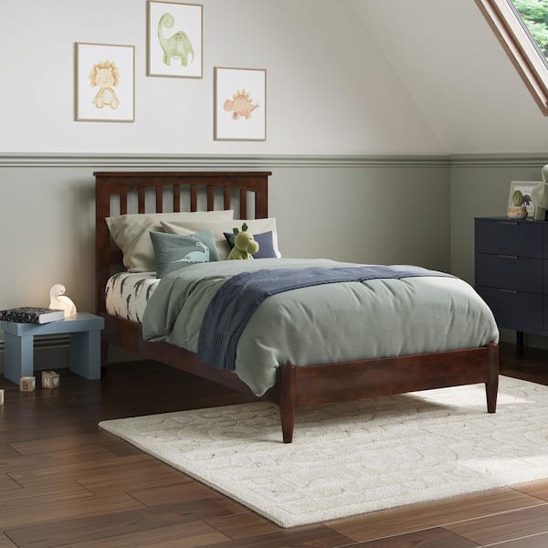 AFI Becket Walnut Brown Solid Wood Frame Twin Low Profile Platform Bed