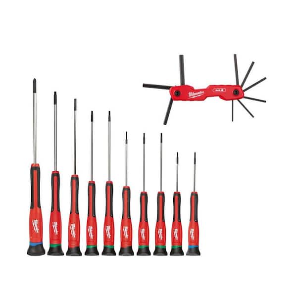 Milwaukee Folding SAE Hex Key (9-Piece) with Precision Screwdriver Set