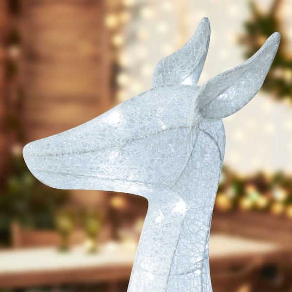 LuxenHome 55.12-in Reindeer Yard Decoration with White LED Lights