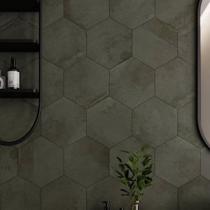 Arcadian Hexagon 9 in. x 10 in. Glazed Ash Matte Porcelain Stone Look Tile (12.06 sq. ft./Case)