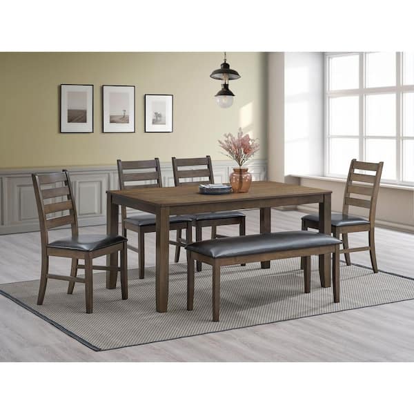 Acme Furniture Darby Walnut Wood 59 in. 4-Legs Base Dining Table