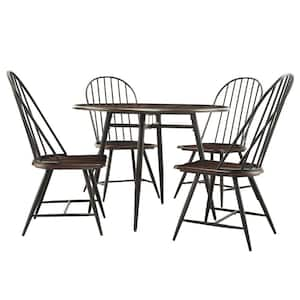 New Haven 5-Piece Dark Oak and Black Dining Set