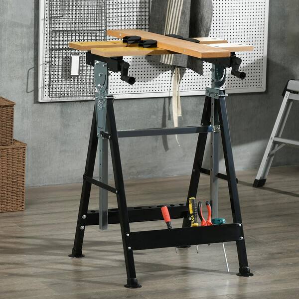Siavonce 23.5 in. D x 22.5 in. W Wood Work Bench Steel Stand