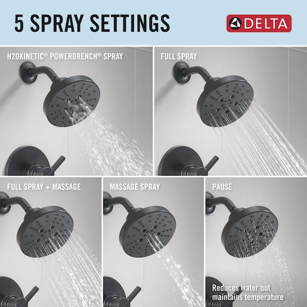 Nicoli 5-Spray Tub and Shower Faucet with J-Spout 8 in. Widespread Double Handle Bathroom Faucet in Matte Black