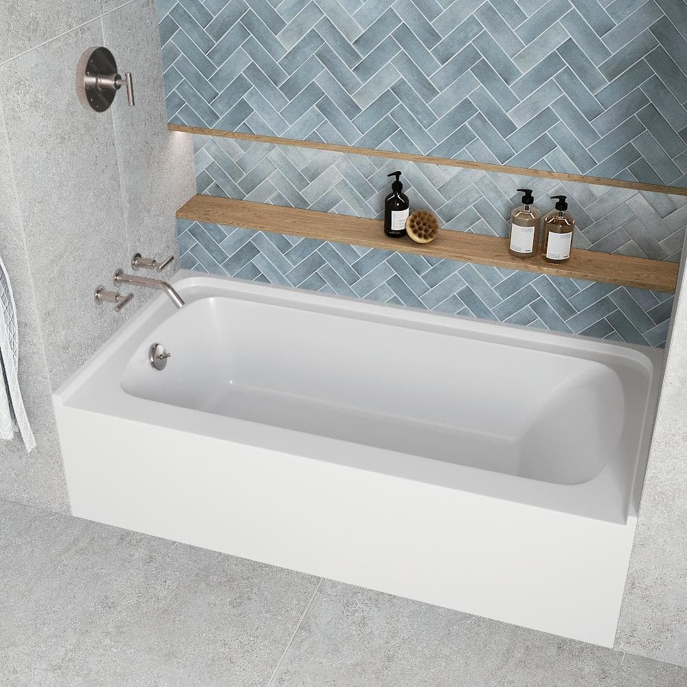Glossy White 60" x 30" Acrylic Right-Hand Drain Alcove Bathtub