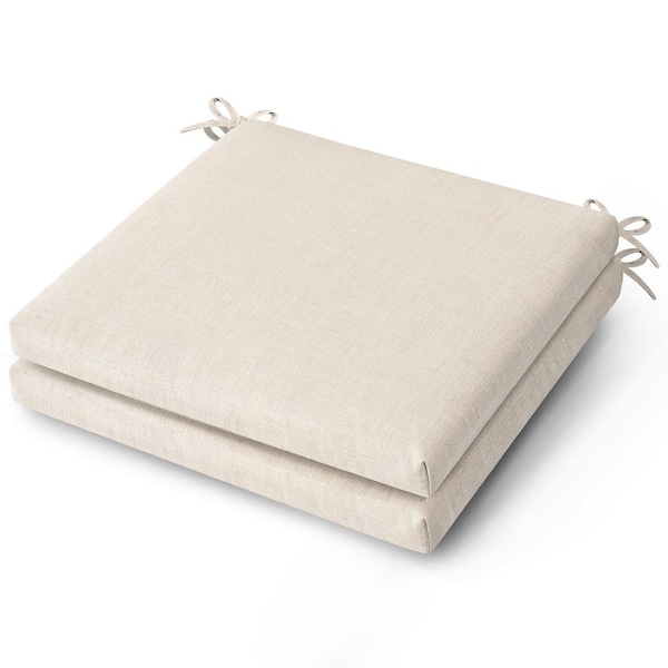 17.7 in. x 17.7 in. Square Outdoor Seat Cushion with Zipper in Beige (2-Pack)