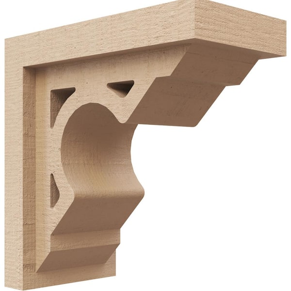 Ekena Millwork 4 in. x 8 in. x 8 in. Series 1 Classic Sheridan Rough Cedar Woodgrain Timberthane Polyurethane Corbel, Primed Tan