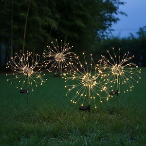 Solar Firework Garden String Lights - Waterproof Decorative Outdoor Integrated LED Path Lights(4-Pack)