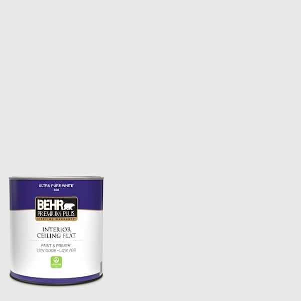 BEHR PREMIUM PLUS 1 qt. #750E-1 Steam White Ceiling Flat Interior Paint