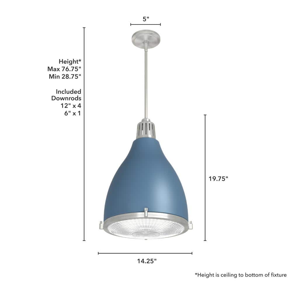 Hunter Bluff View 14" Indigo Blue Brushed Nickel 3-Light Pendant