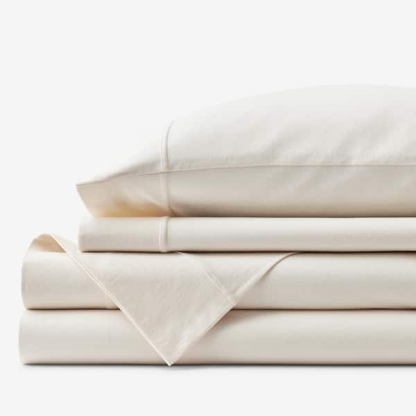 The Company Store Company Cotton 3-Piece Ivory Solid Cotton Jersey Knit Twin XL Sheet Set