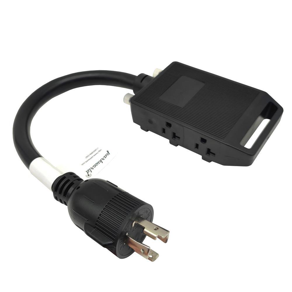 parkworld 1.5 ft. 4-Wire 30 Amp 125/250-Volt NEMA L14-30P Plug to (4) 5-20R/5-15R with (2) 20A Circuit Breakers Generator Cord